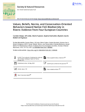 Values, beliefs, norms, and conservation-oriented behaviors toward native fish biodiversity in rivers: Evidence from four European countries.