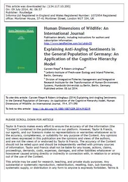 Explaining anti-angling sentiments in the gerneal population of Germany: An application of the cognitive hierarchy model